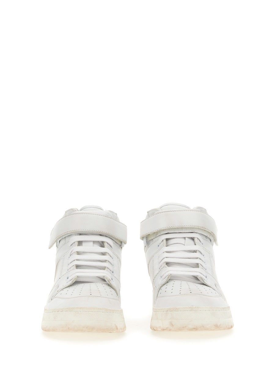 SAINT LAURENT Délavé Effect Calfskin Leather Sneakers
