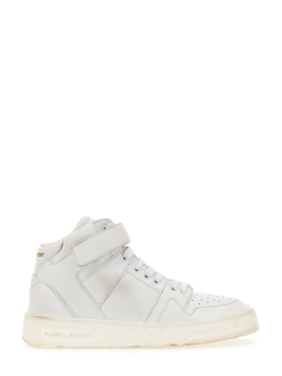 SAINT LAURENT Délavé Effect Calfskin Leather Sneakers