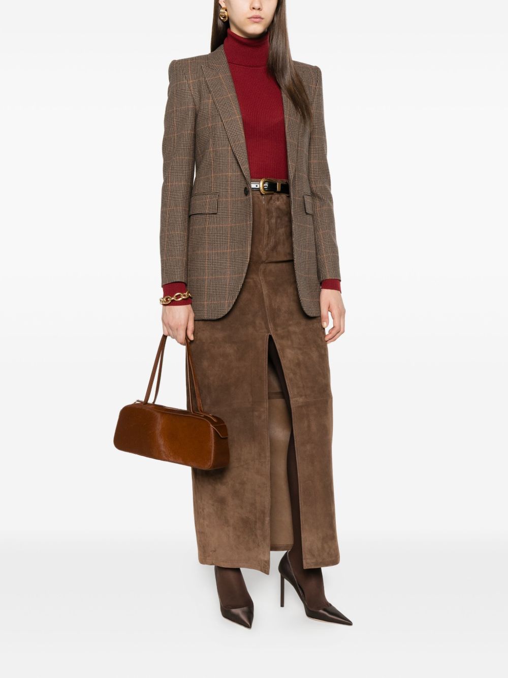 SAINT LAURENT Prince of Wales Wool Jacket - Women’s Outerwear