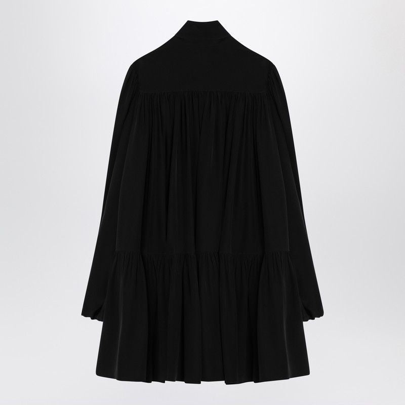 SAINT LAURENT Elegant Lavallière Dress with Puff Sleeves