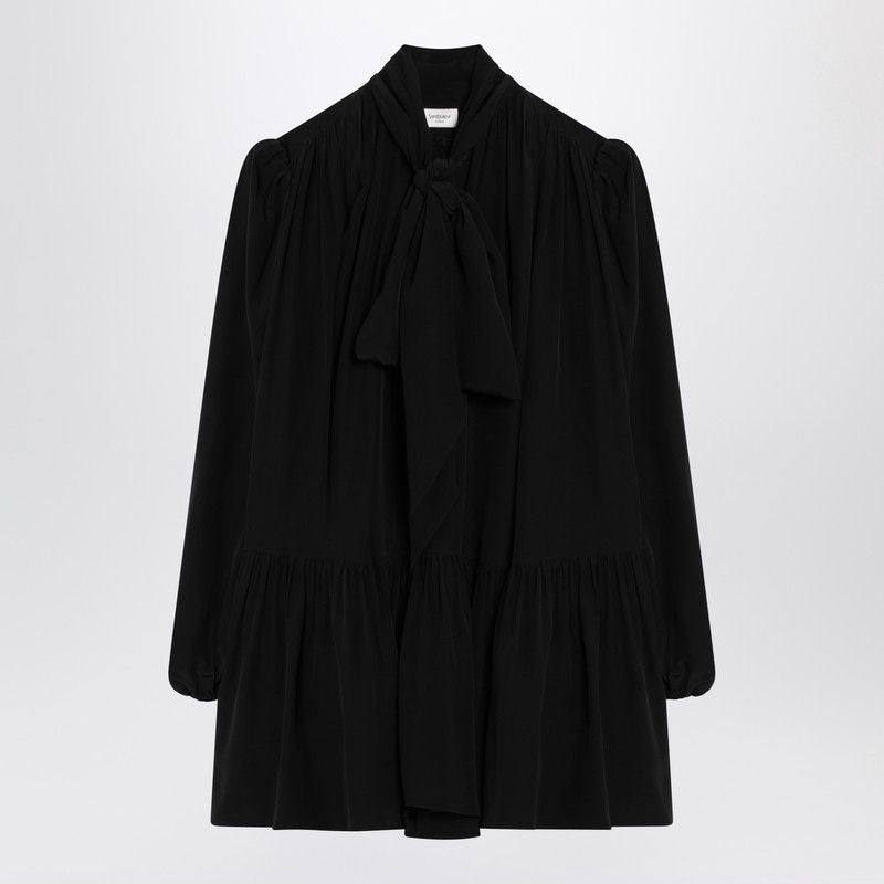 SAINT LAURENT Elegant Lavallière Dress with Puff Sleeves