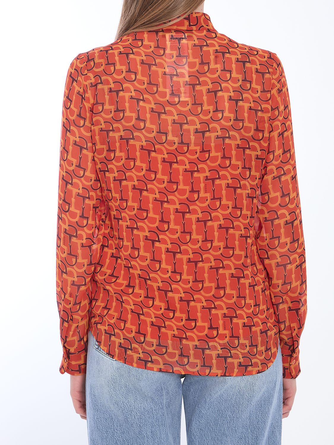 GUCCI Silk Blouse with Morsetto Print - Size 40