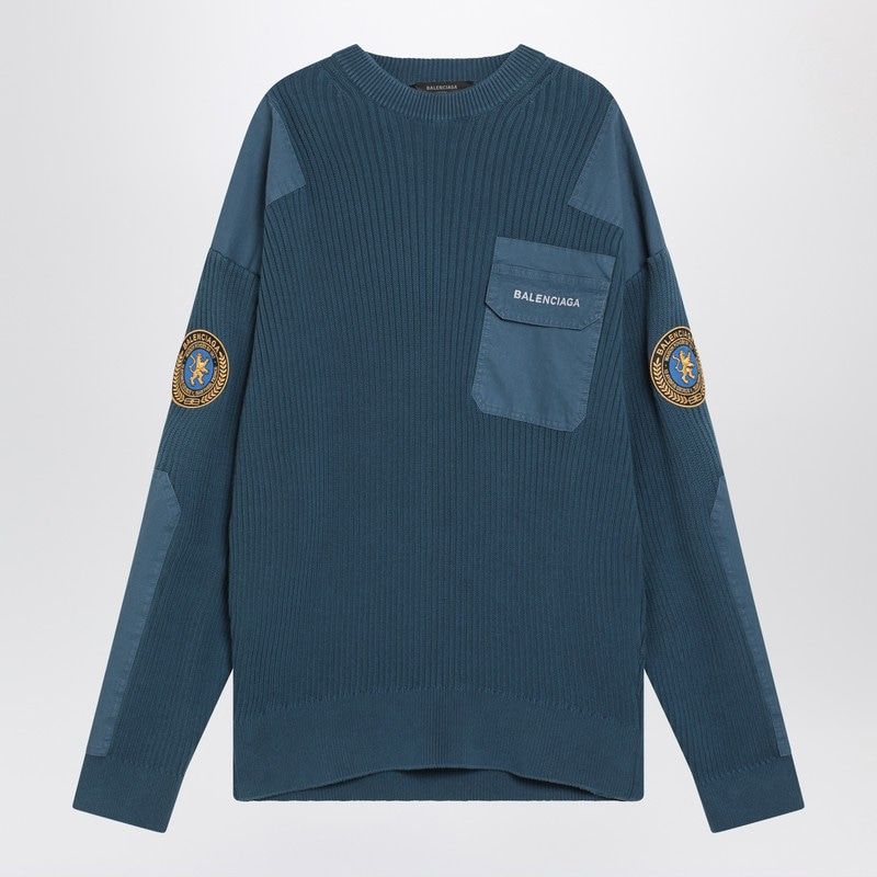 BALENCIAGA Uniform Patch Crew Neck Jumper - Men