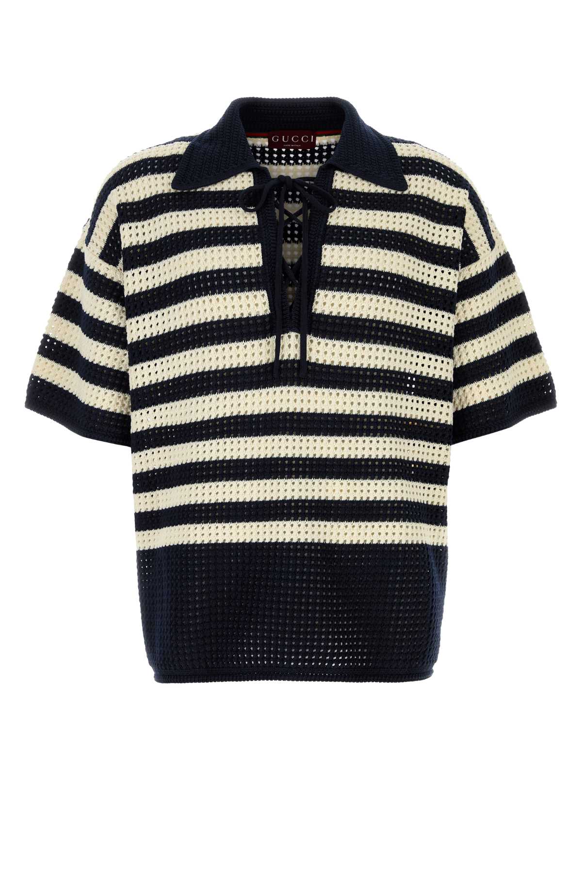 GUCCI Embroidered Crochet Polo Shirt - S/S
