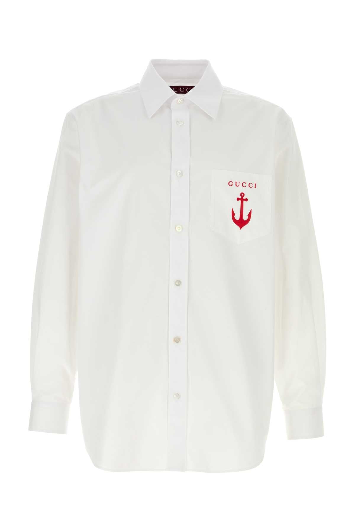 GUCCI Classic Cotton Shirt with Logo Embroidered - Men's