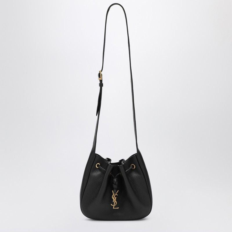 SAINT LAURENT Mini Hammered Leather Hobo Handbag