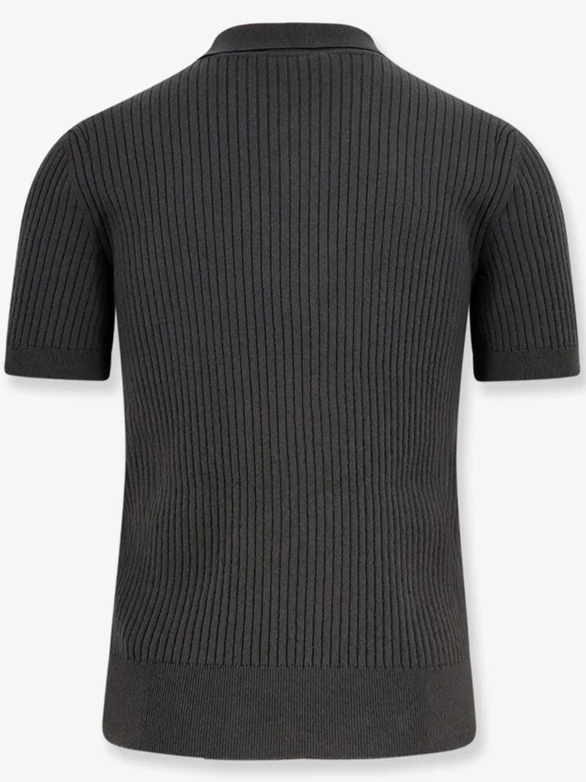 GUCCI Military Green Ribbed Wool and Cashmere Polo - Short Sleeve