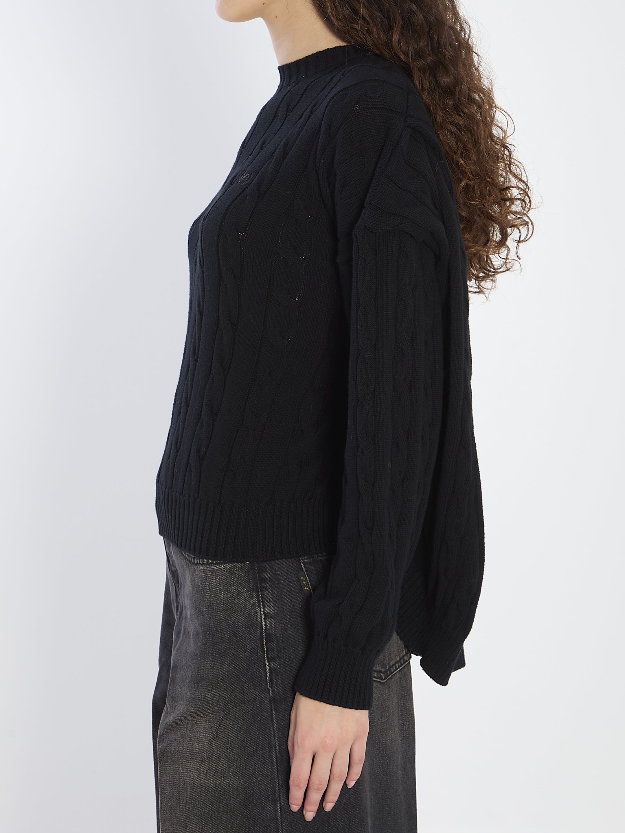 BALENCIAGA Oversized Logo Knit Sweater - Women's Size S