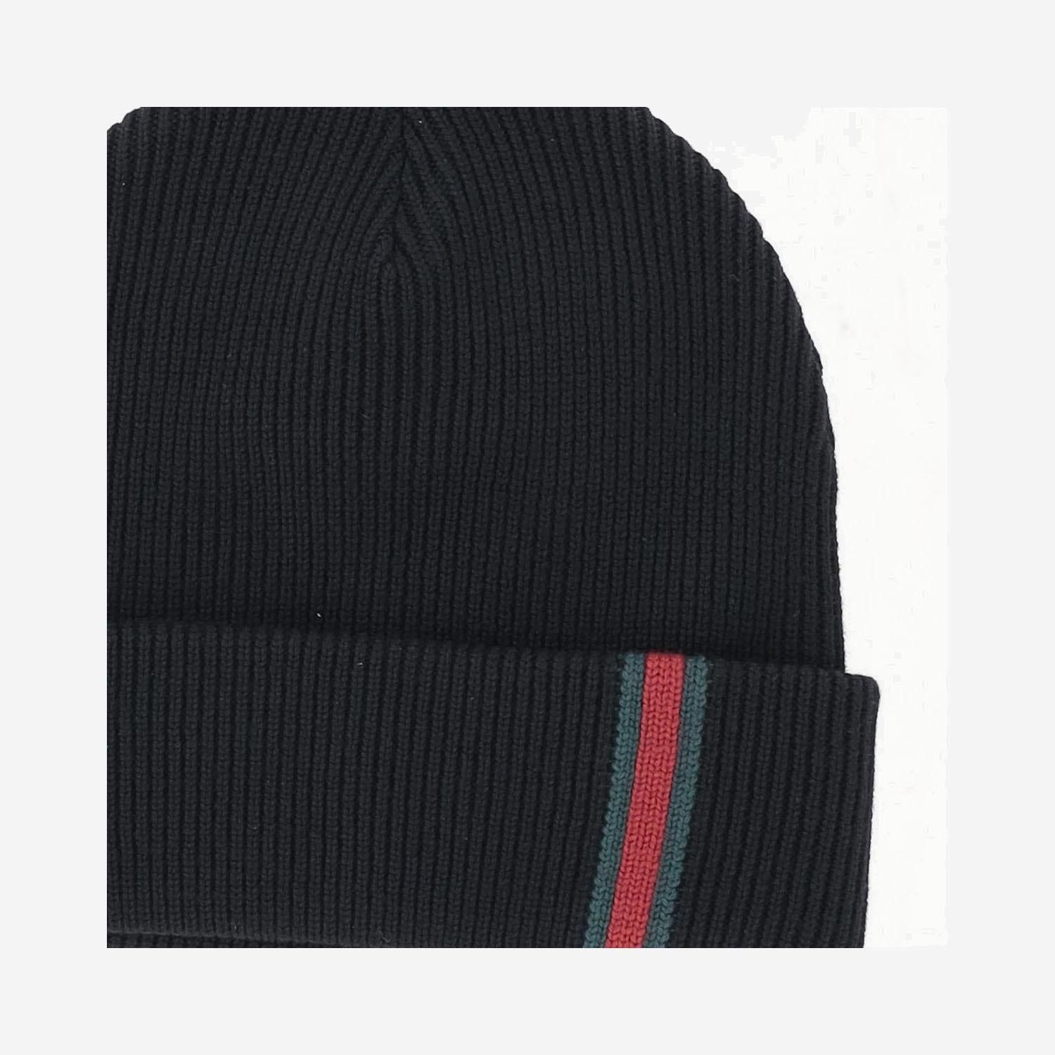 GUCCI Wool Beanie with Web Detail - One Size