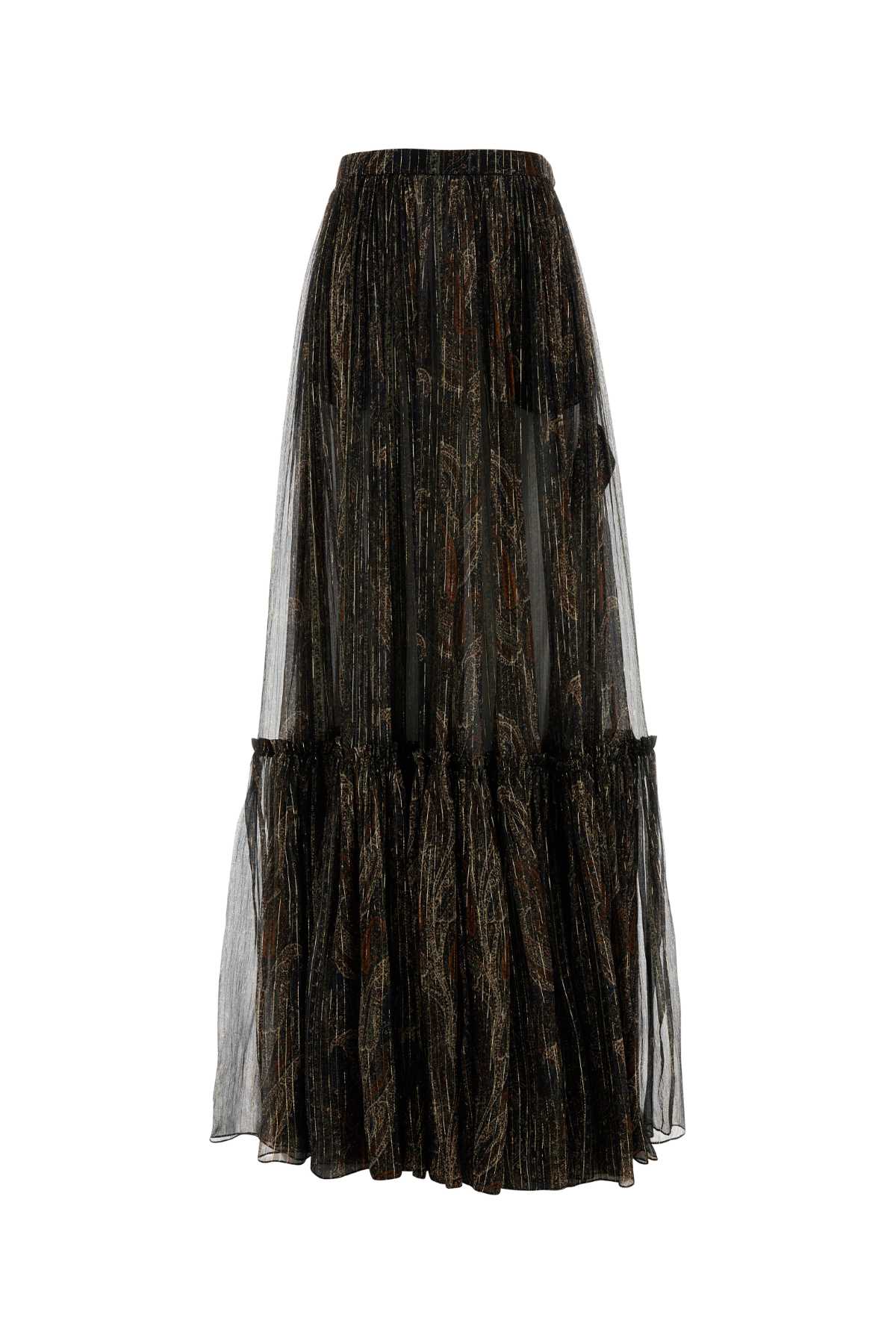 SAINT LAURENT Printed Silk Blend Skirt