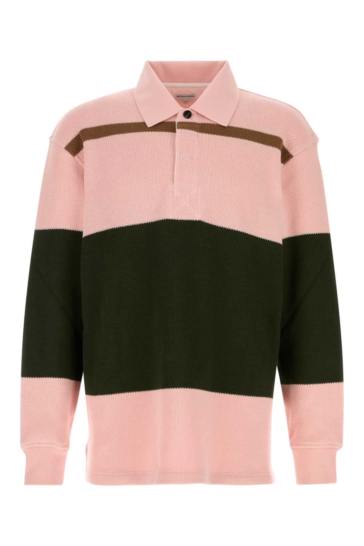 BOTTEGA VENETA Striped Cotton Piqué Polo Sweater - Size M