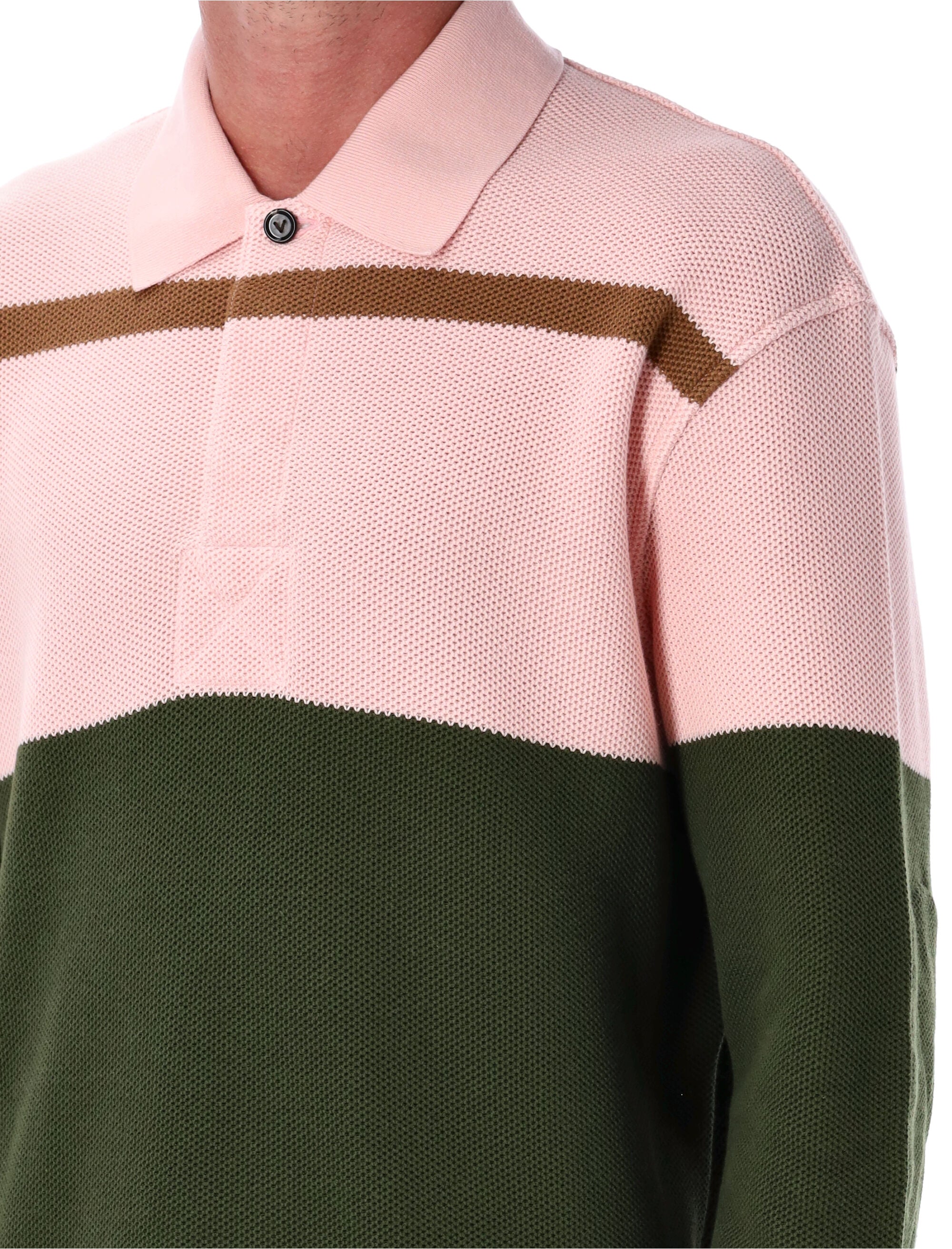 BOTTEGA VENETA Striped Cotton Piqué Polo Sweater - Size M