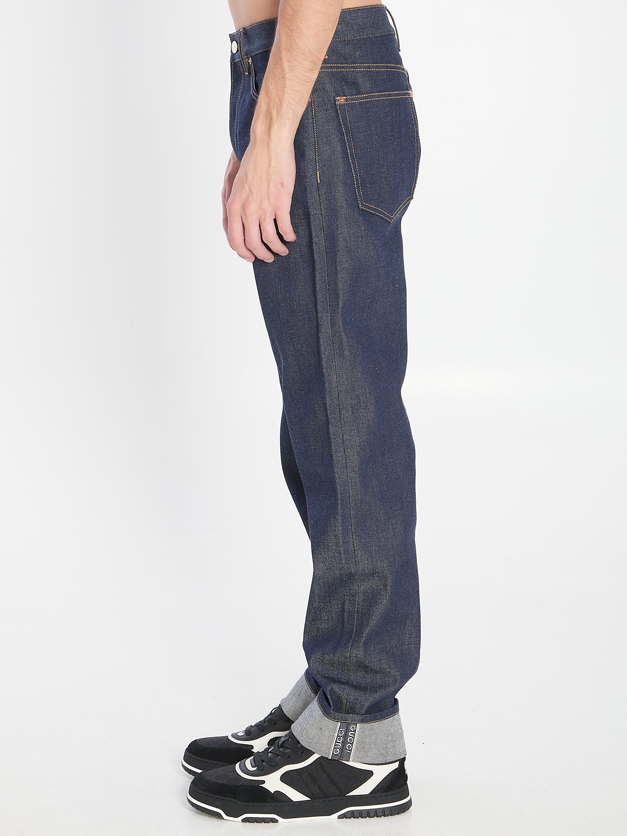 GUCCI Denim Trousers with Hem Details - Size 32