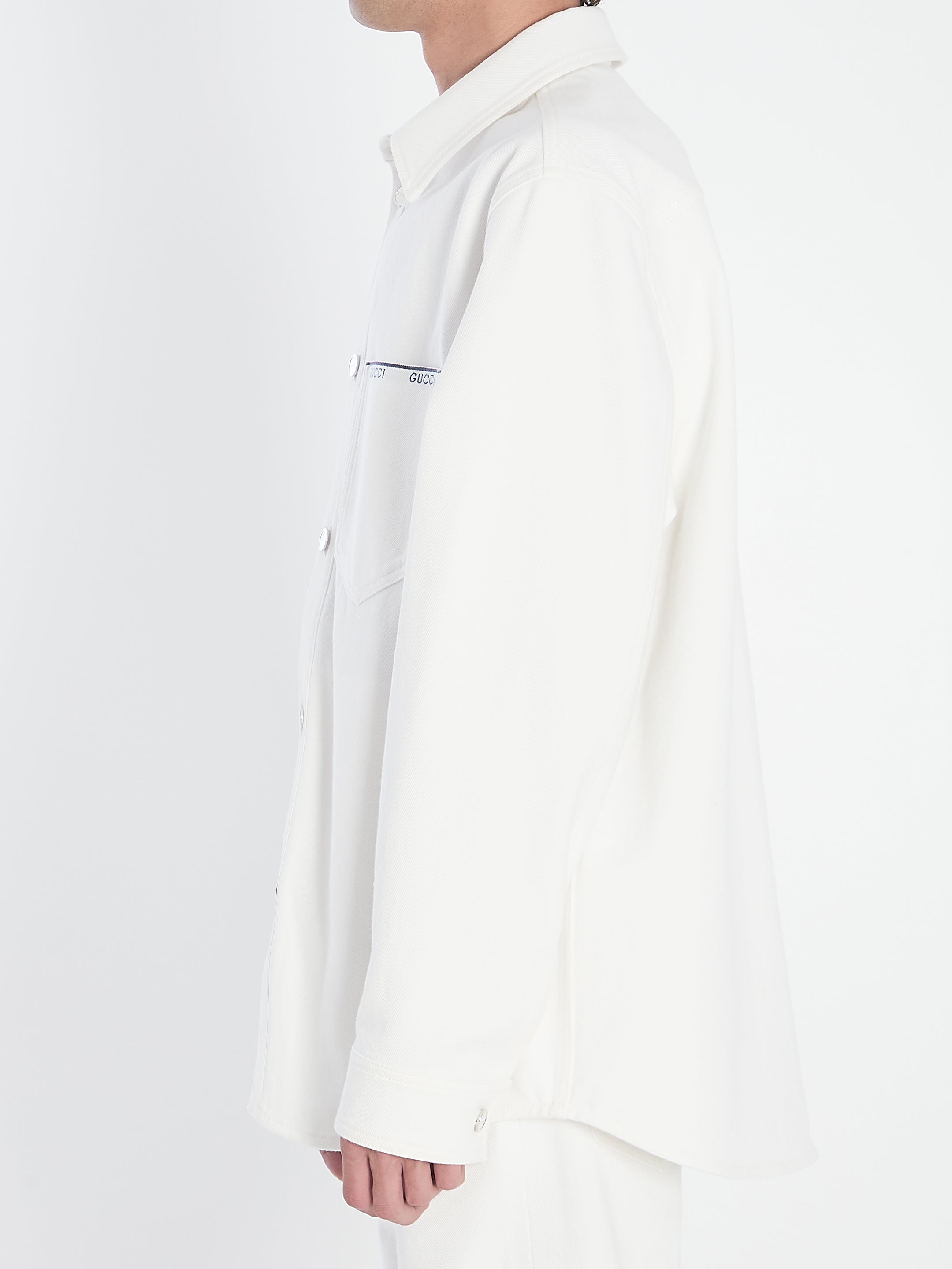 GUCCI Men's Classic Cotton Shirt with Embroidered Logo - Size 50 IT