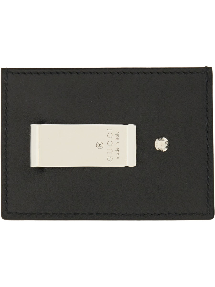 GUCCI Mini Leather Card Holder with Money Clip
