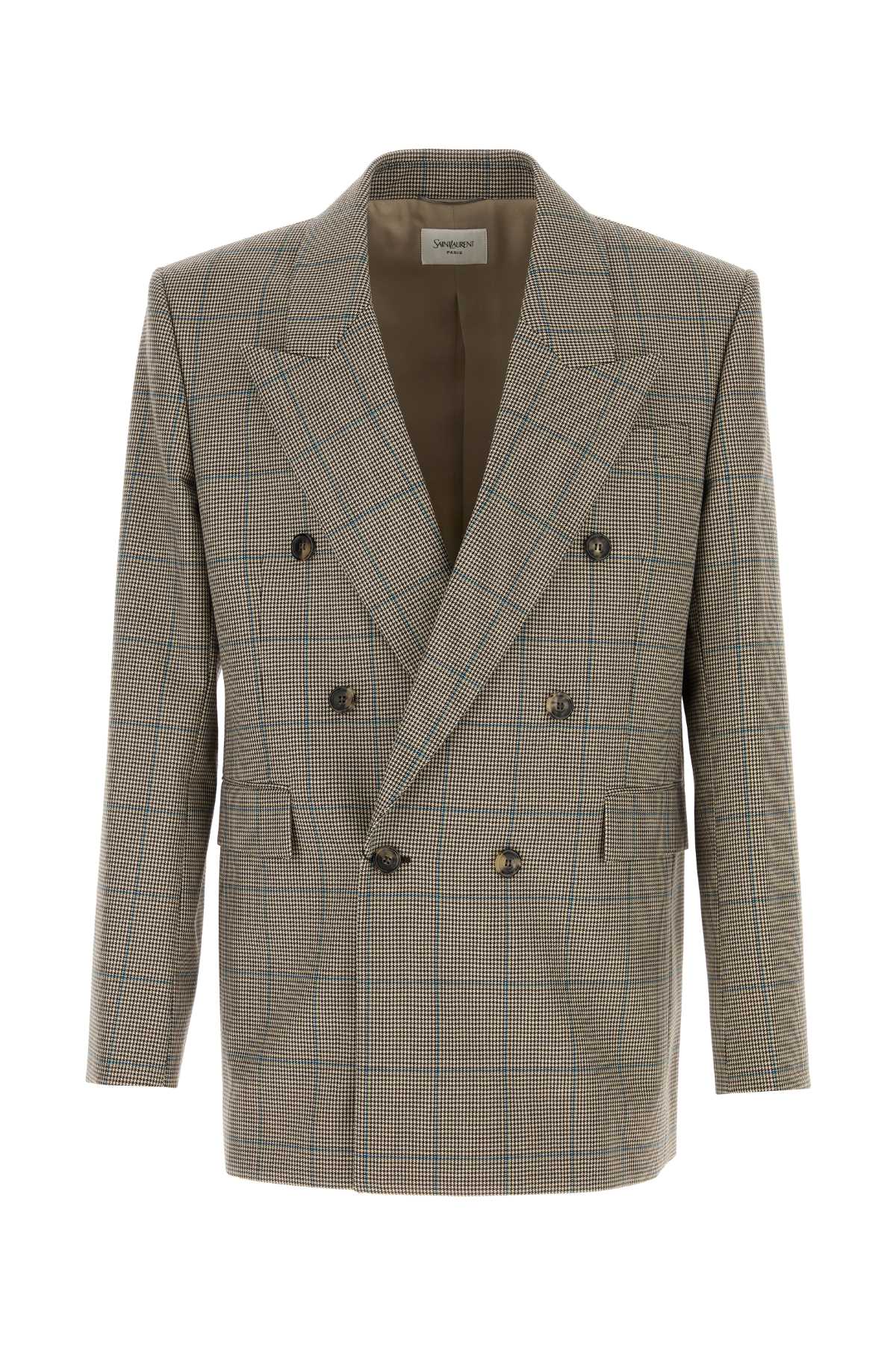 SAINT LAURENT Checked Wool Blazer