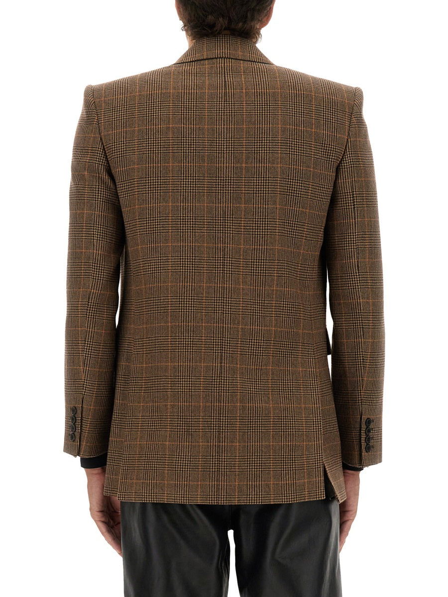 SAINT LAURENT Men's Prince of Wales Wool Jacket