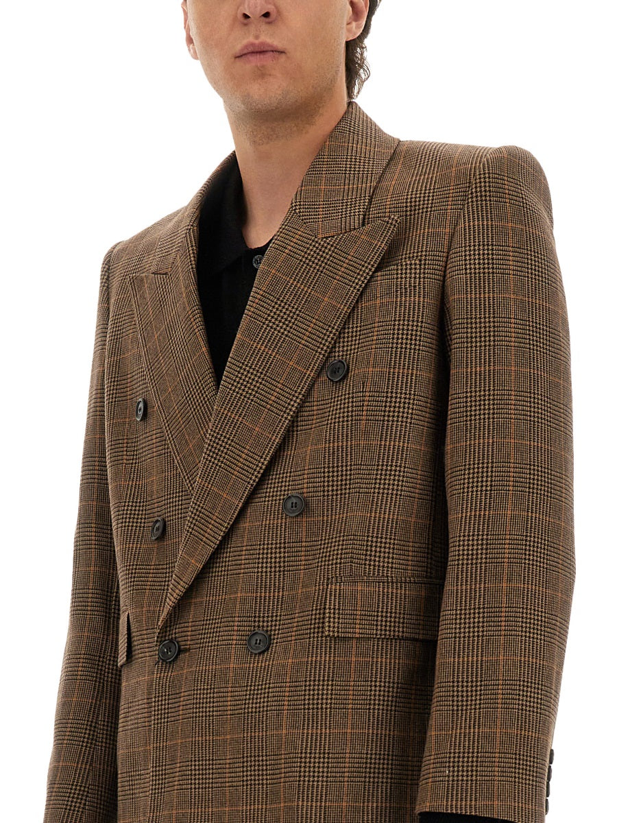 SAINT LAURENT Men's Prince of Wales Wool Jacket