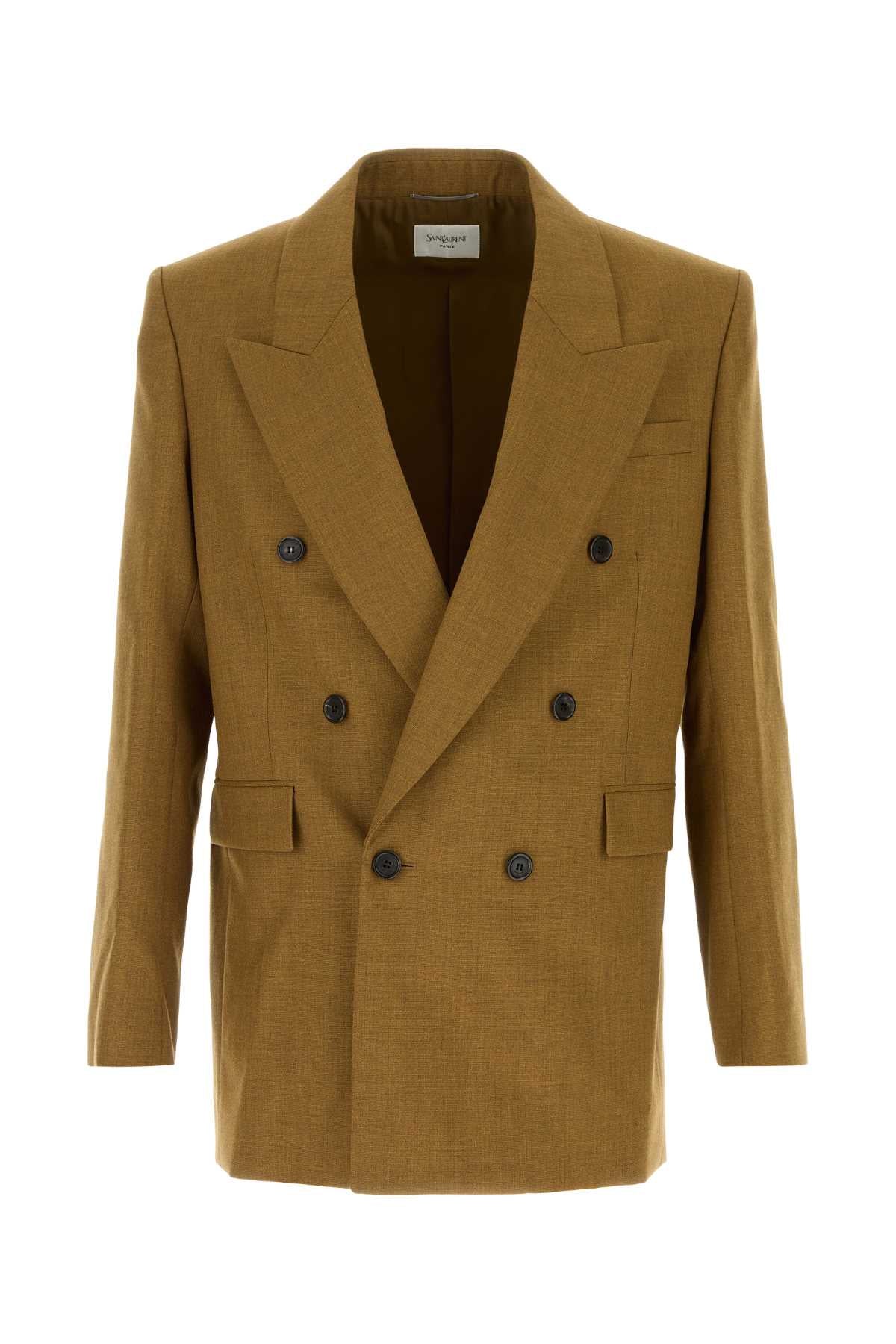 SAINT LAURENT Men's Double-Breasted Wool Jacket - Size 48