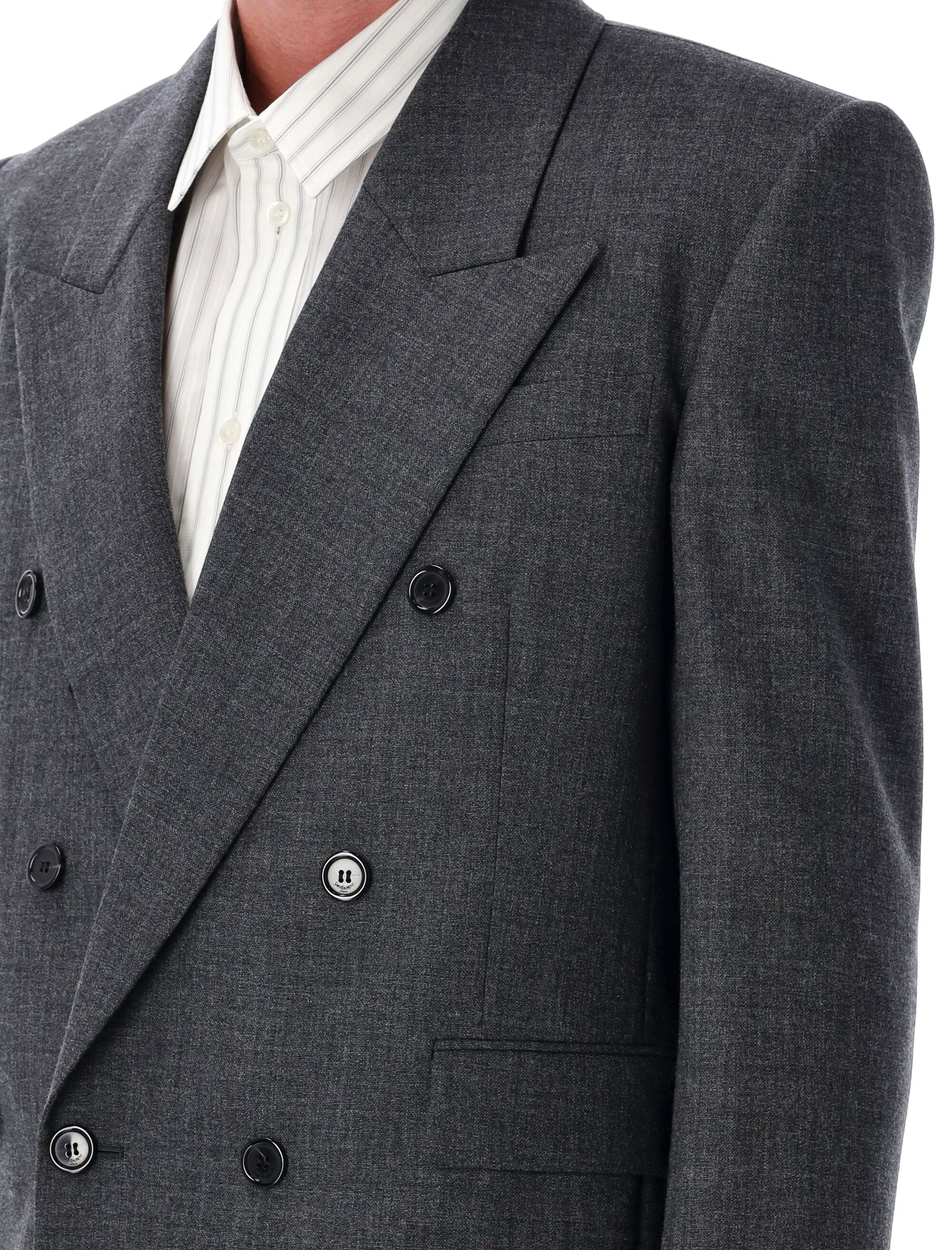 SAINT LAURENT Men's Double-Breasted Wool Jacket