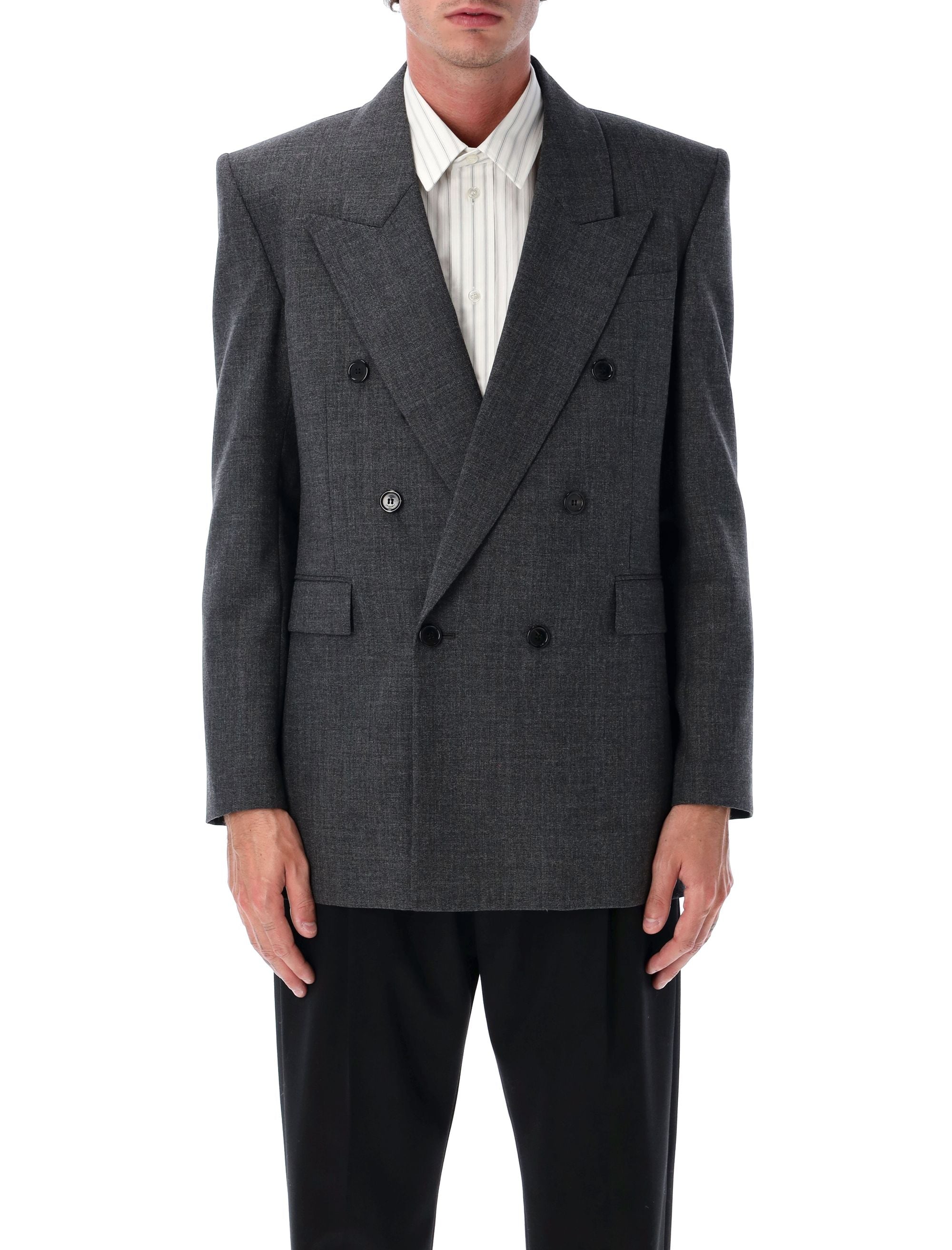 SAINT LAURENT Men's Double-Breasted Wool Jacket
