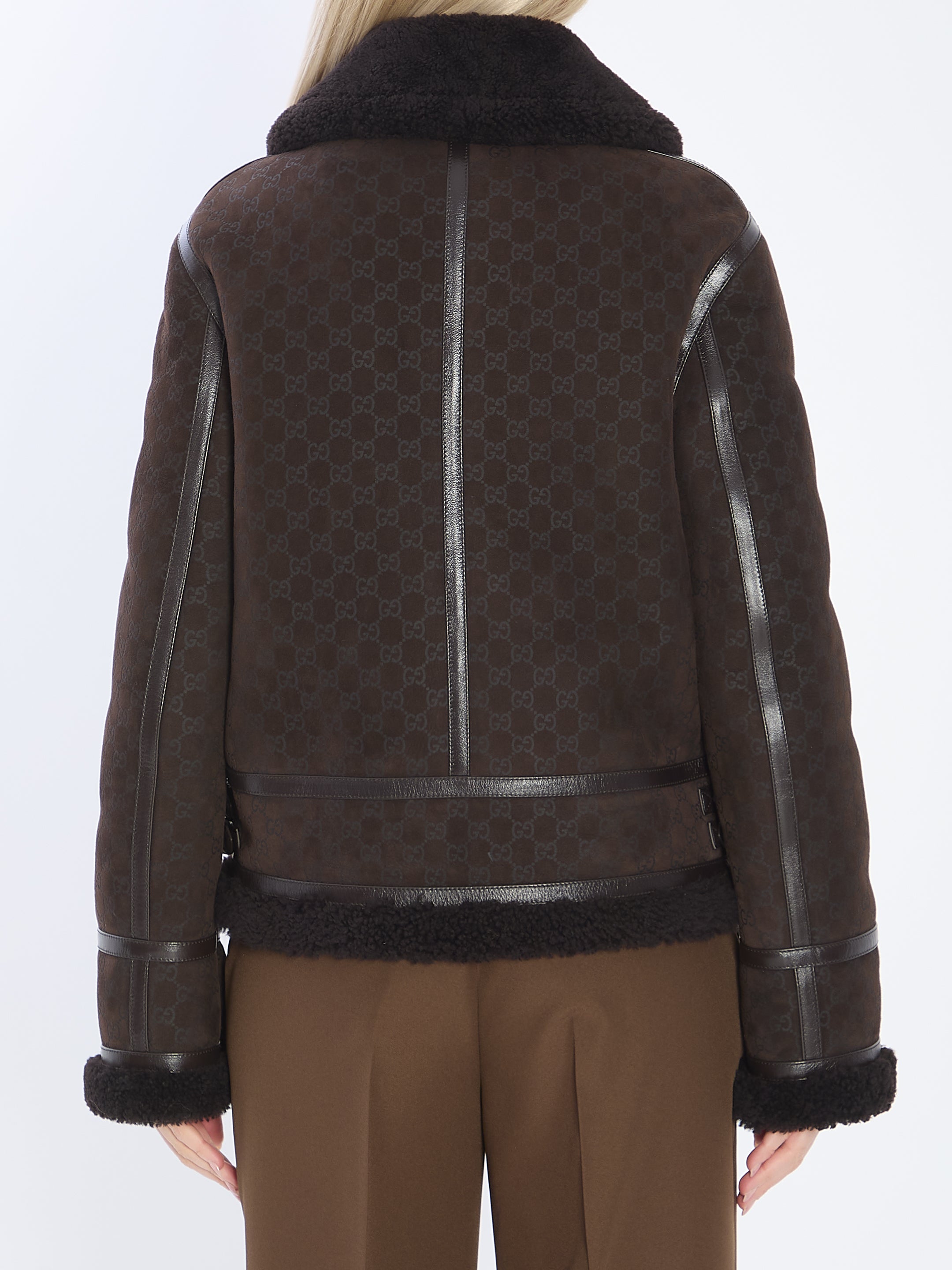 GUCCI Suede Leather and Shearling Bomber Jacket - Size 42 IT