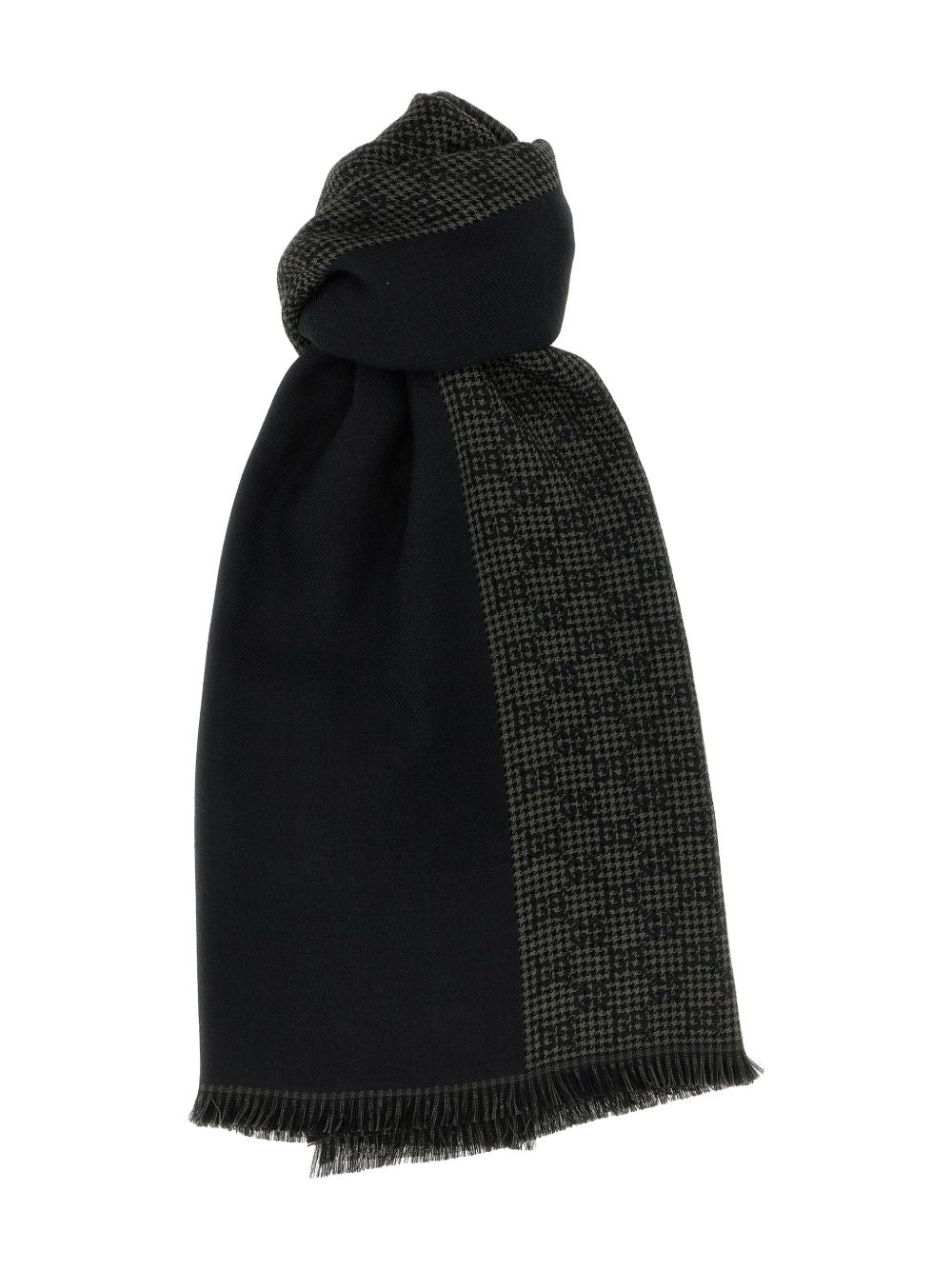 GUCCI GG Jacquard Men's Scarf with Fringed Edges