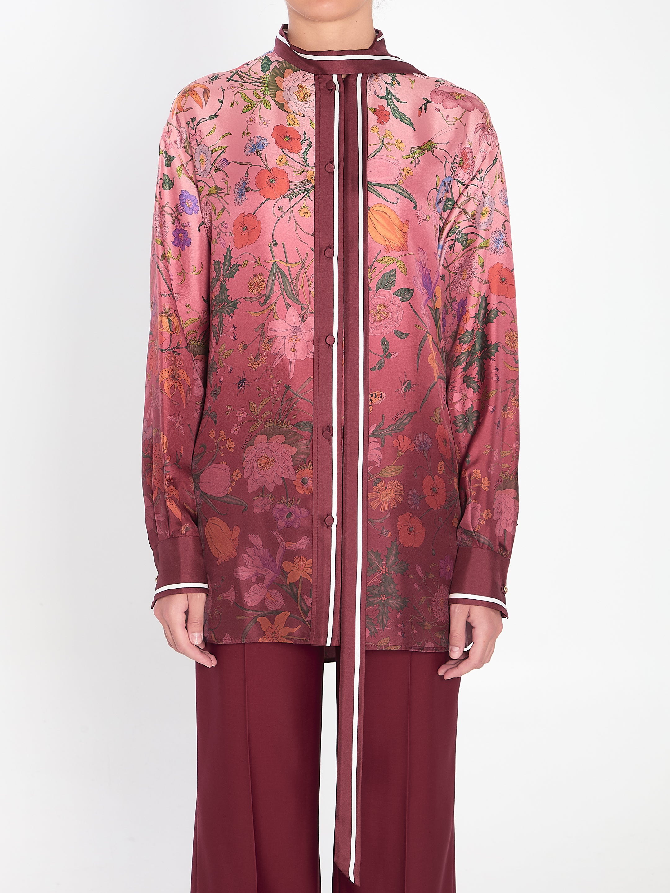 GUCCI Floral Print Silk Shirt