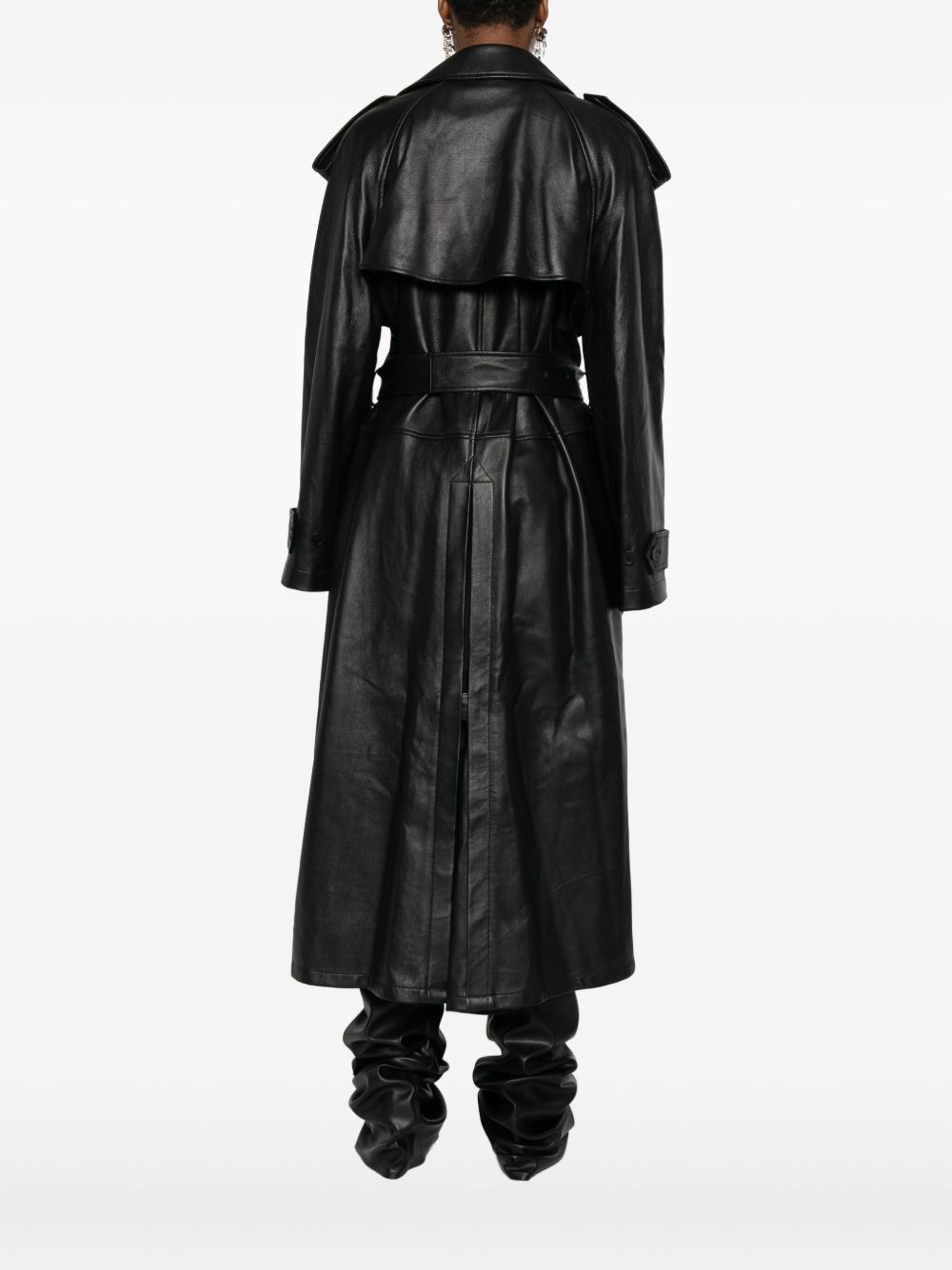 BALENCIAGA Lambskin Belted Trench Coat