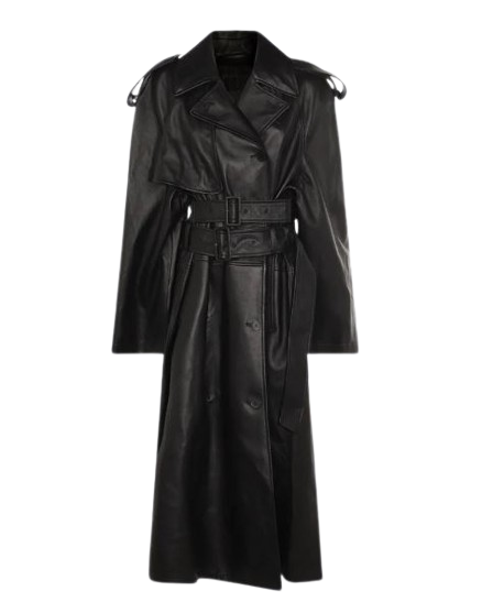 BALENCIAGA Lambskin Belted Trench Coat