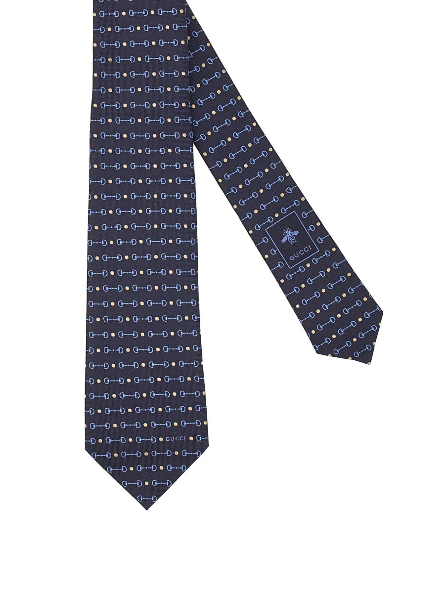 GUCCI Silk Jacquard Tie with Clamps
