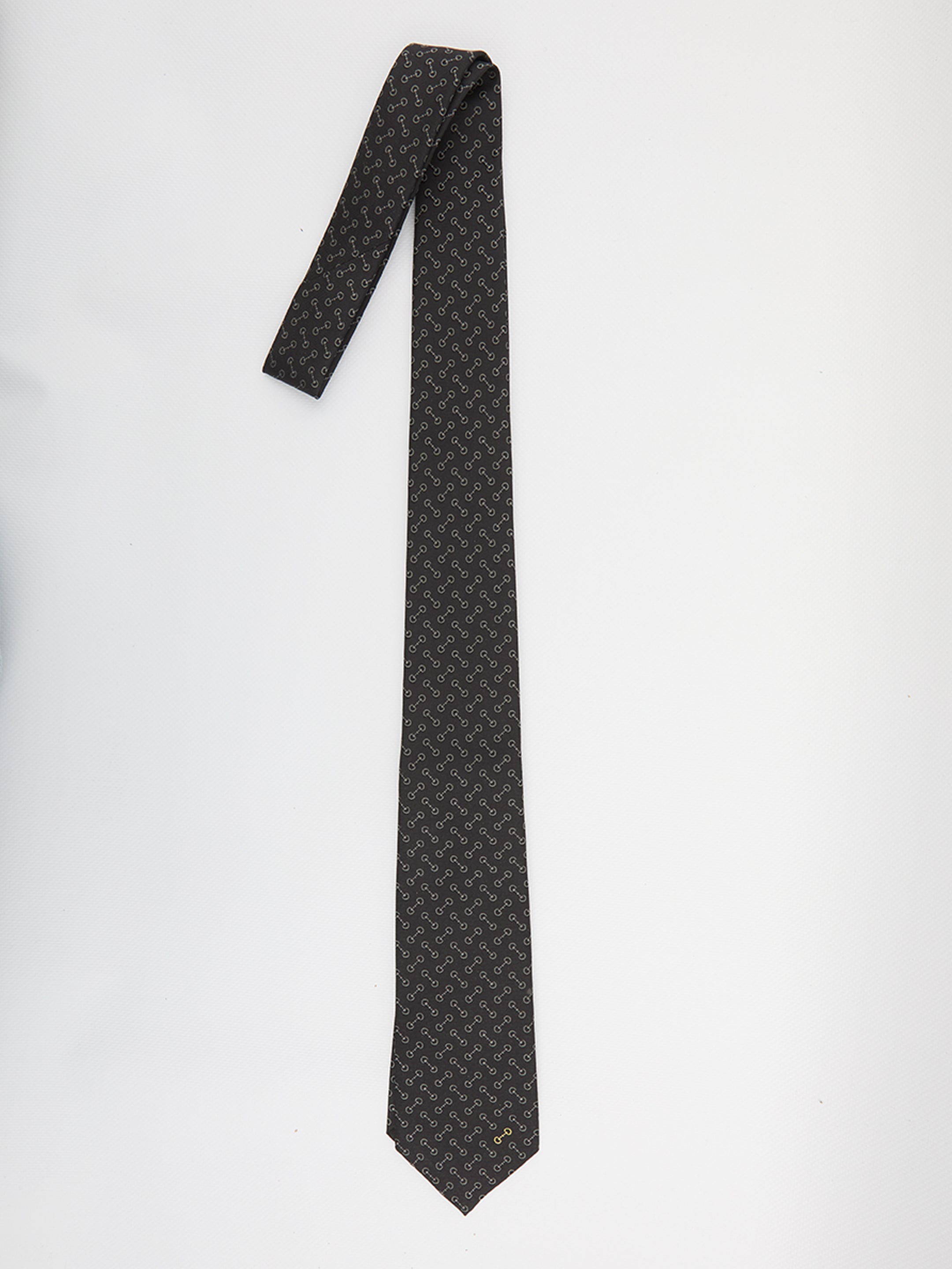 GUCCI Silk Tie with Horsebit Motif - 7X146CM