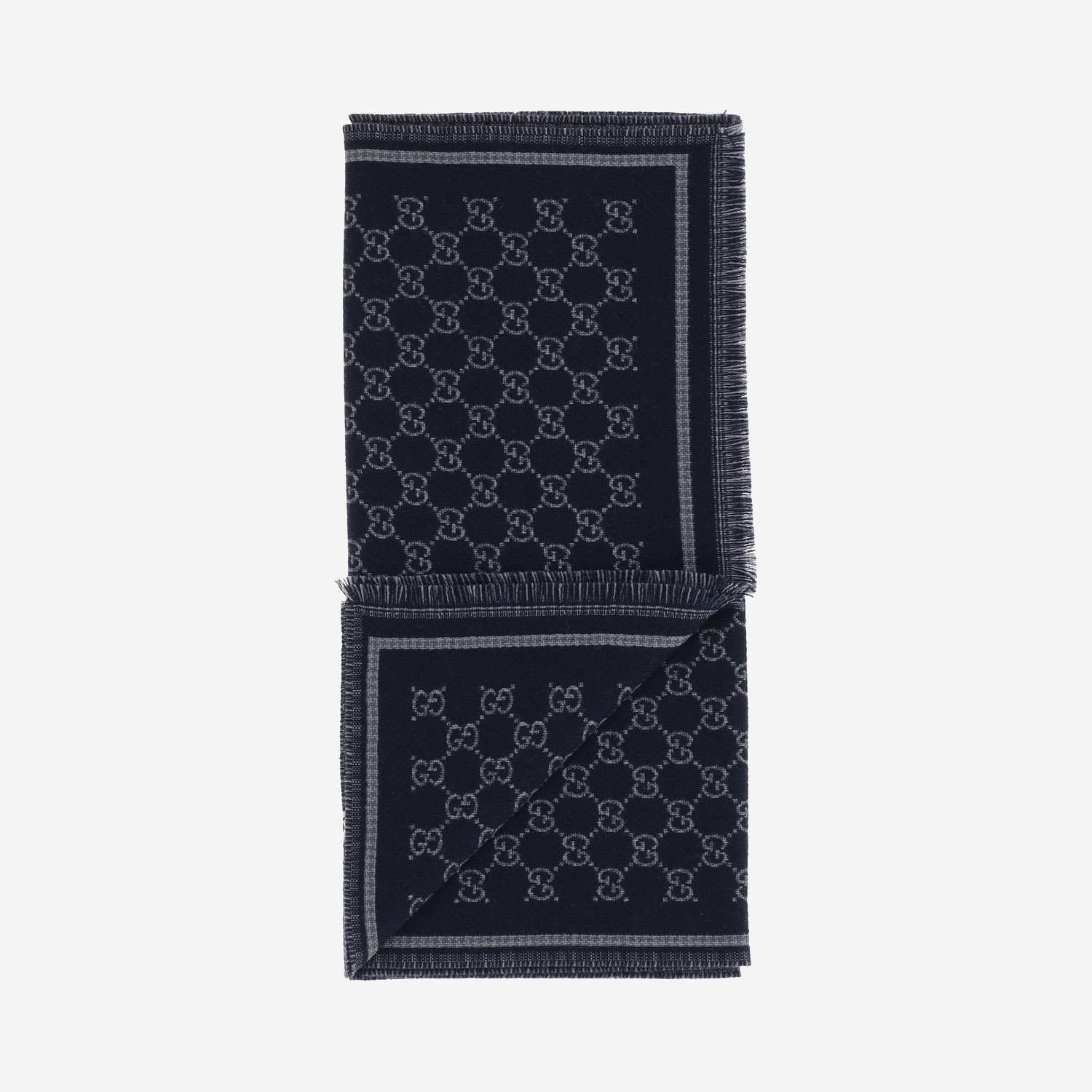 GUCCI Wool Jacquard Scarf with Fringe Trim