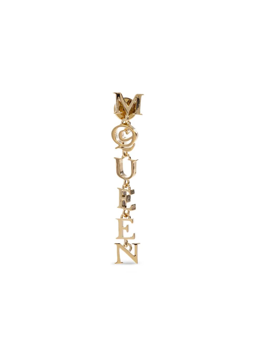 ALEXANDER MCQUEEN Brass Drop Earrings with Engraved Logo