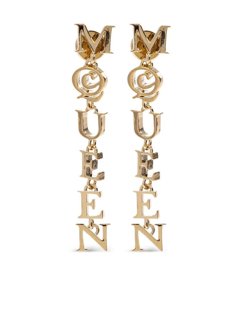 ALEXANDER MCQUEEN Brass Drop Earrings with Engraved Logo