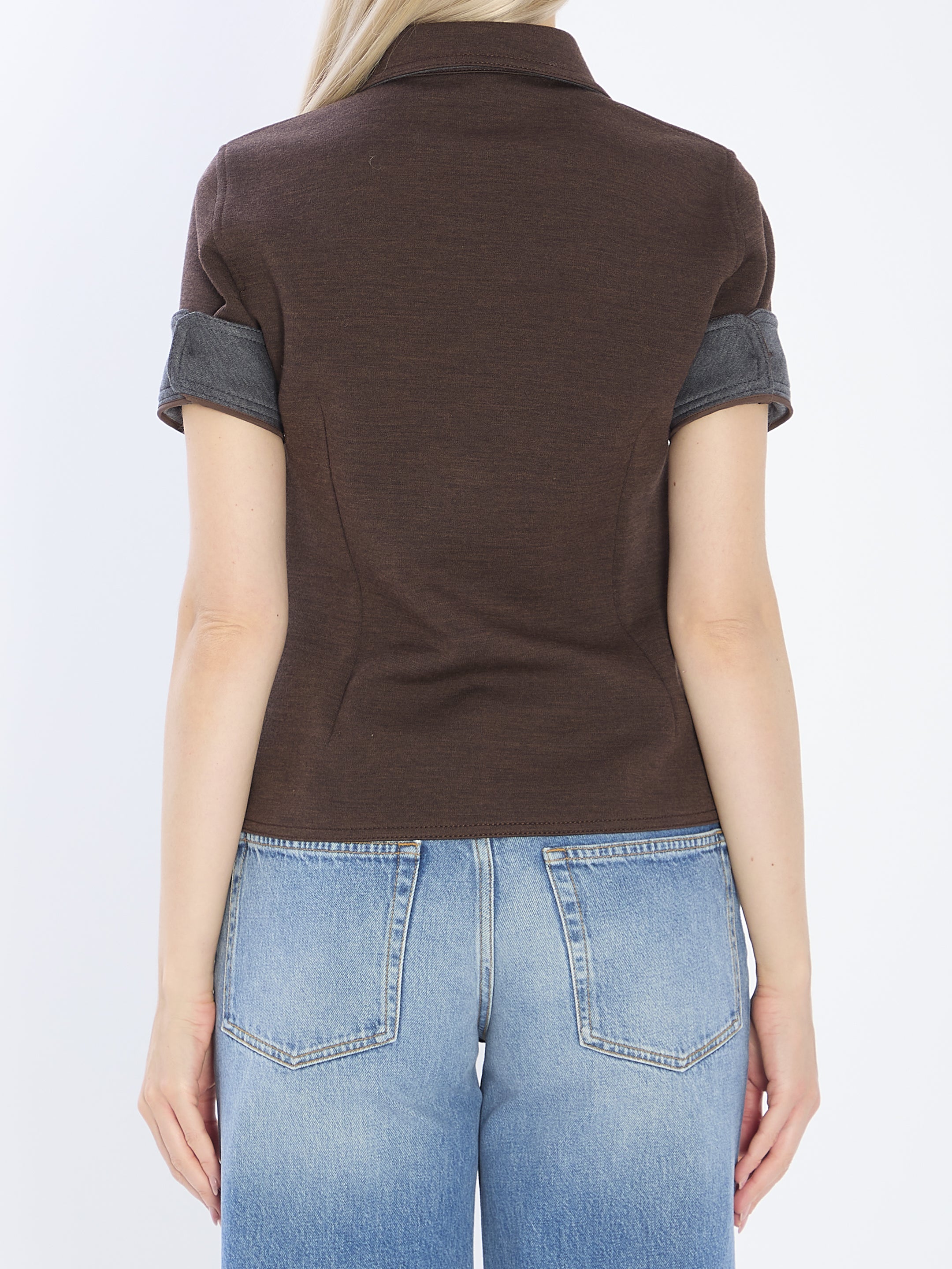 GUCCI Wool Cotton T-Shirt with Long Point Collar - Size 40