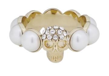 ALEXANDER MCQUEEN Skull and Pearl Mini Ring