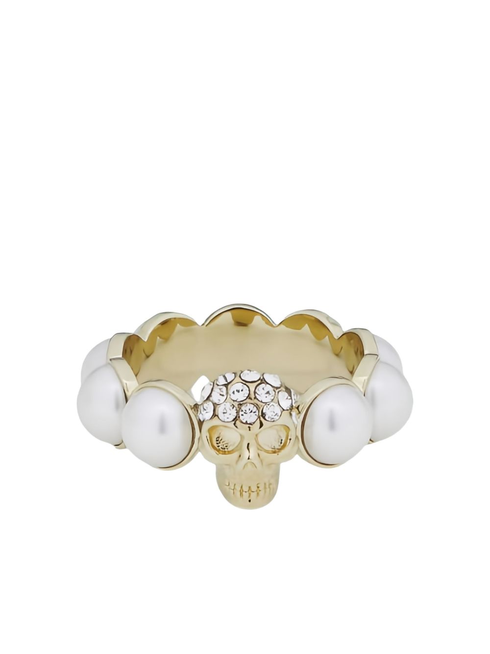 ALEXANDER MCQUEEN Skull and Pearl Mini Ring