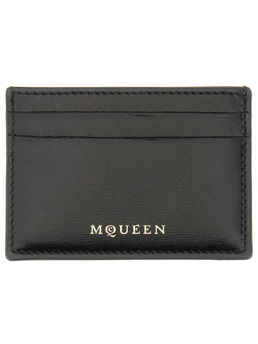 ALEXANDER MCQUEEN Mini Card Case with Gold Foil Accent