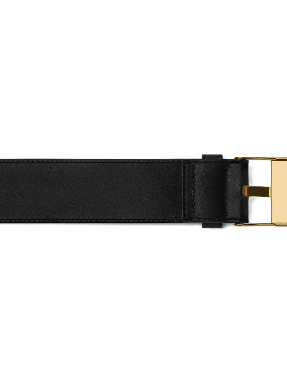 BOTTEGA VENETA Intricate Black Belt with Gold Buckle