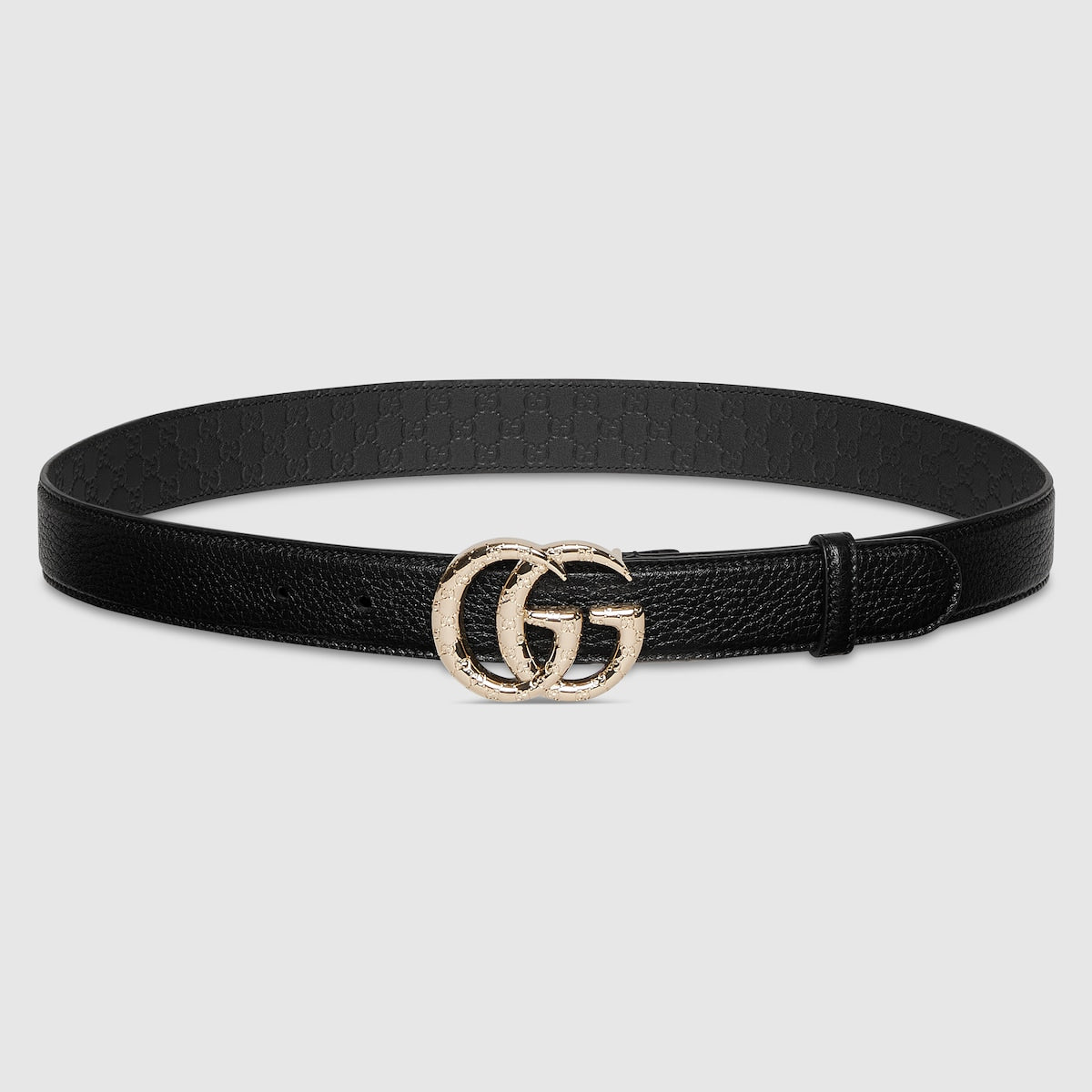 GUCCI Thin Leather Belt with Double G Buckle - 3cm Width