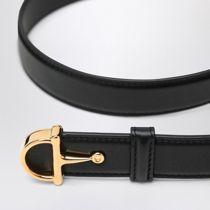 GUCCI Elegant Thin Belt with Half Gold Buckle
