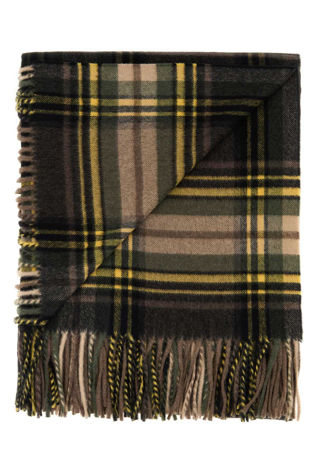 SAINT LAURENT Embroidered Cashmere Blend Scarf - Grand Etole Carreaux