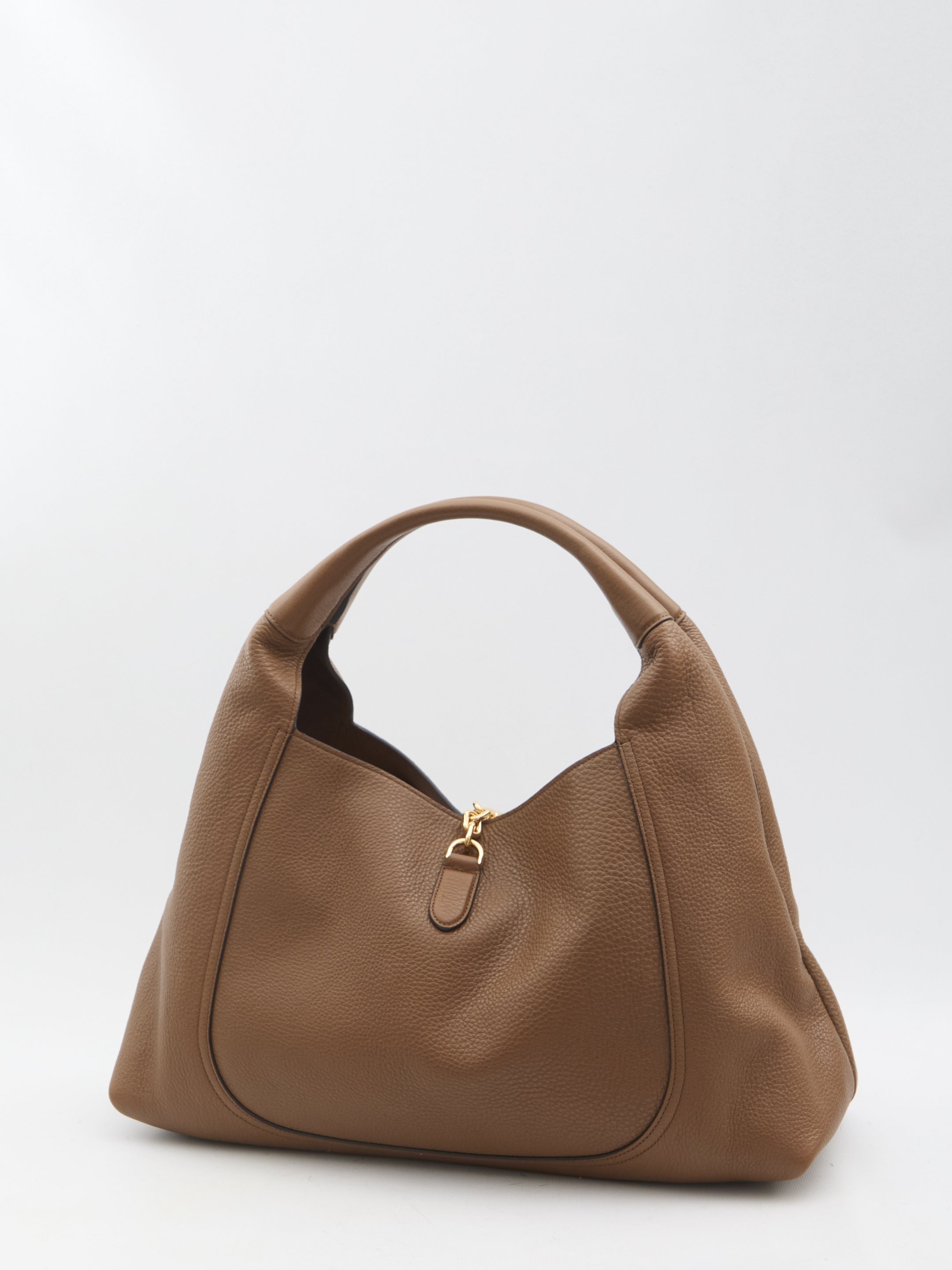 GUCCI Grained Leather Shoulder Handbag with Gold-Toned Detailing