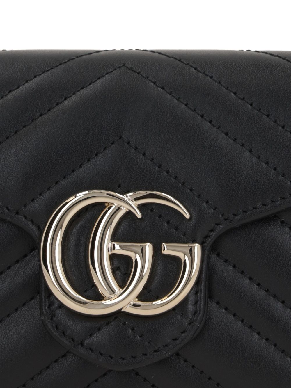 GUCCI Mini Chevron Leather Wallet on Chain with Double G Hardware