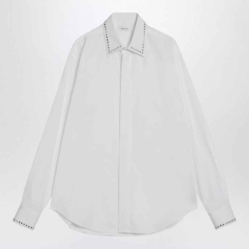 ALEXANDER MCQUEEN Men's Studded Cotton Shirt with Hidden Placket - FW25