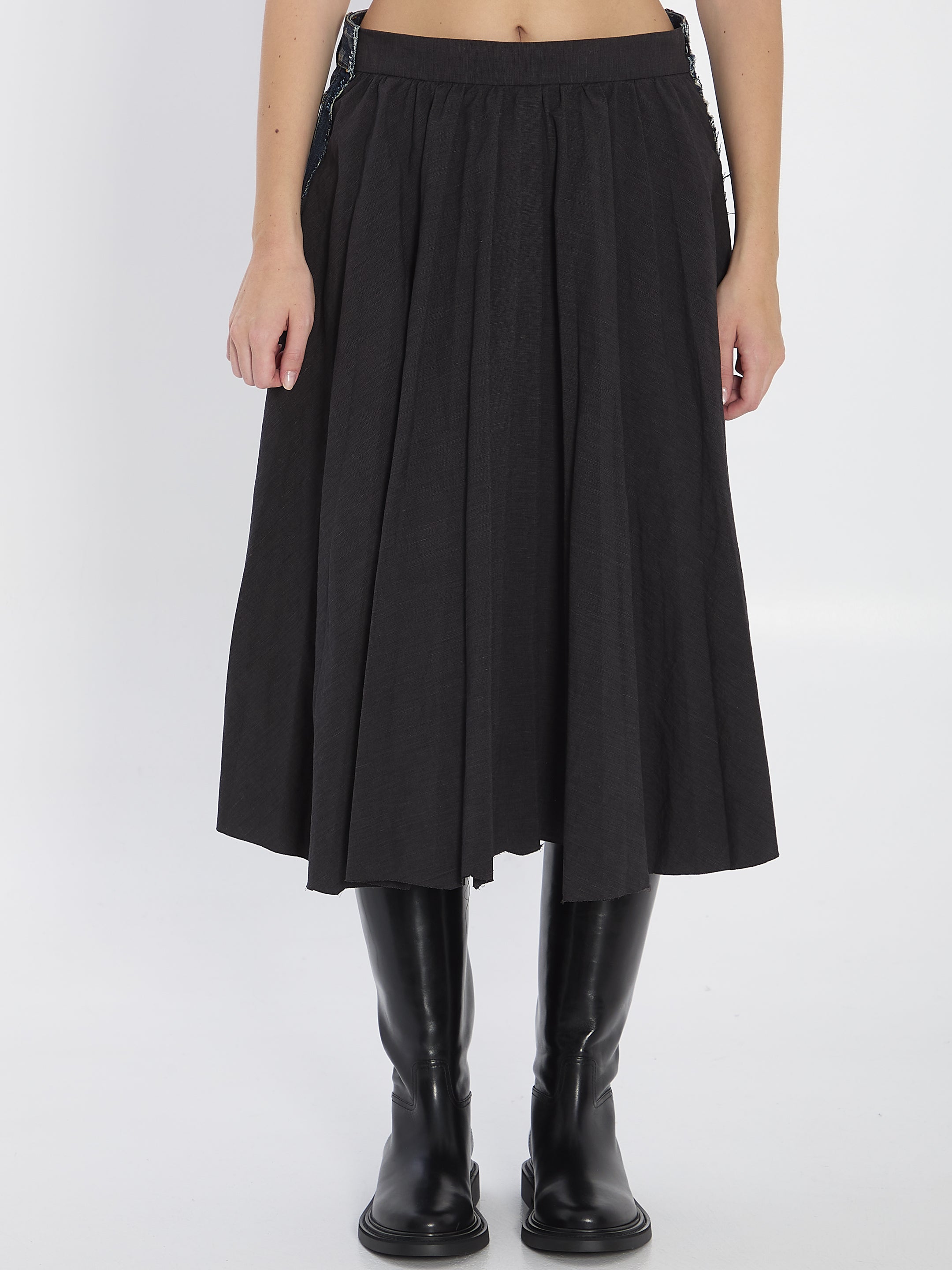BALENCIAGA Pleated Hybrid Midi Skirt