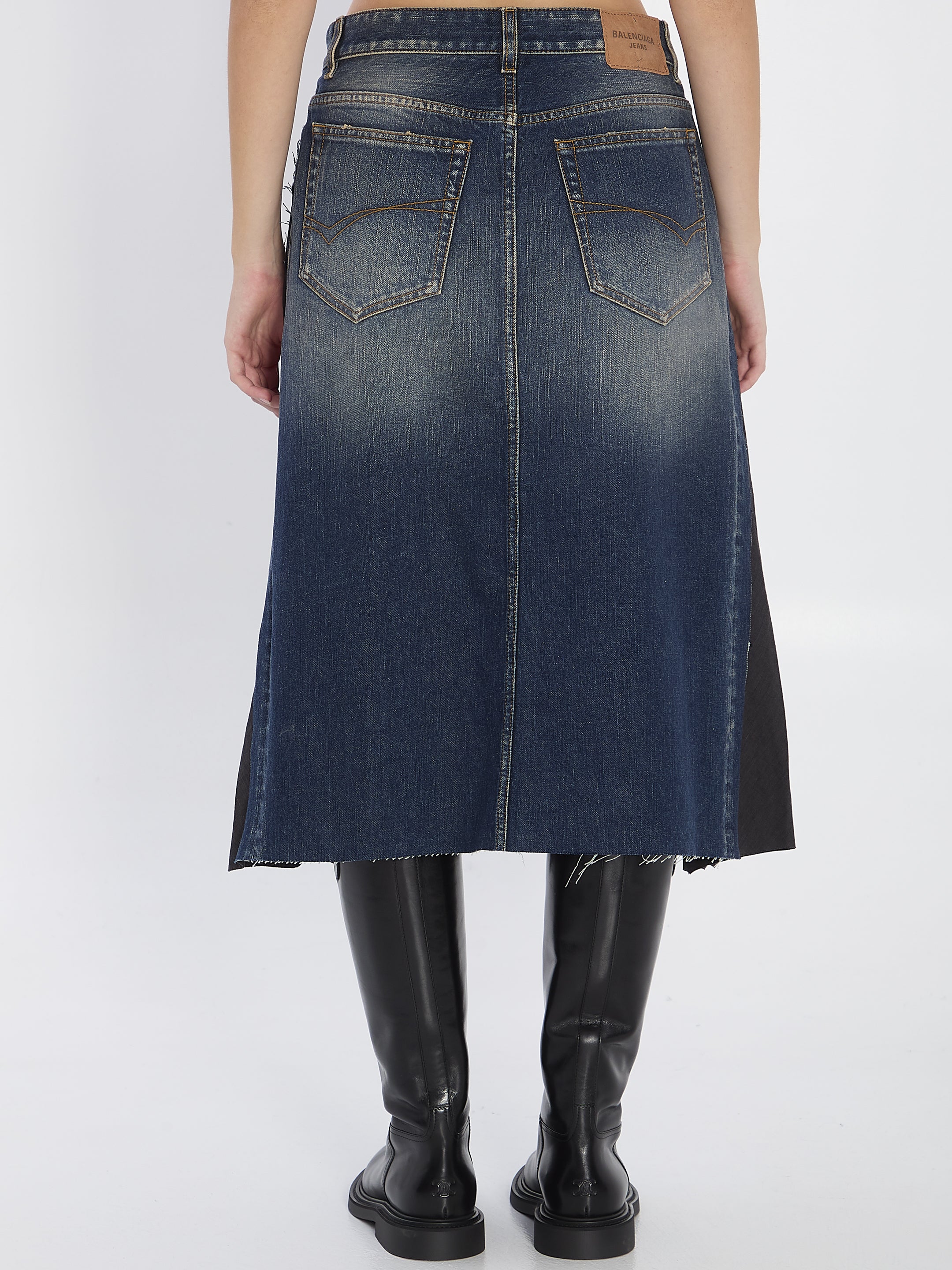 BALENCIAGA Pleated Hybrid Midi Skirt