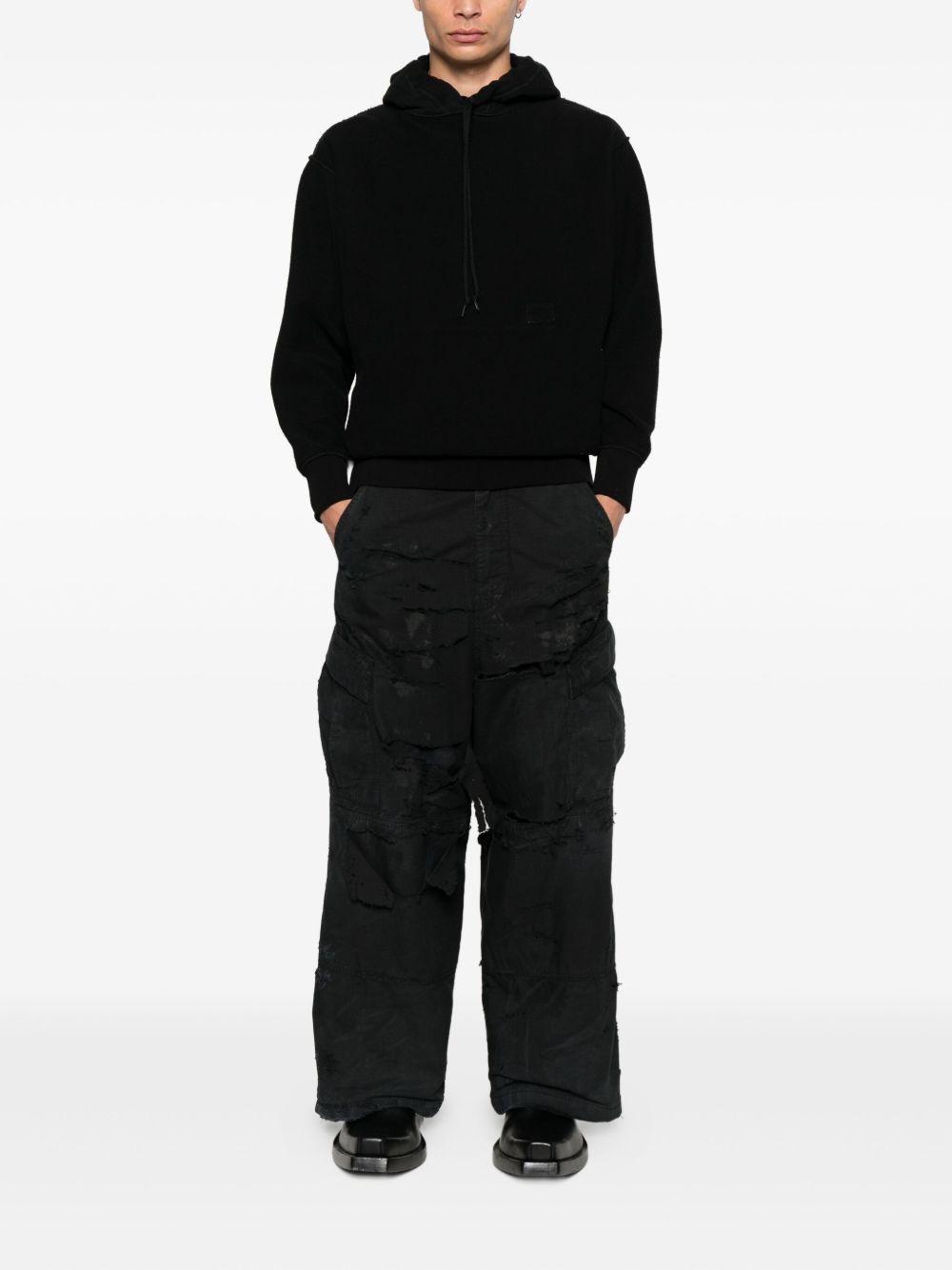 BALENCIAGA Washed Cotton Distressed Cargo Pants - Size M