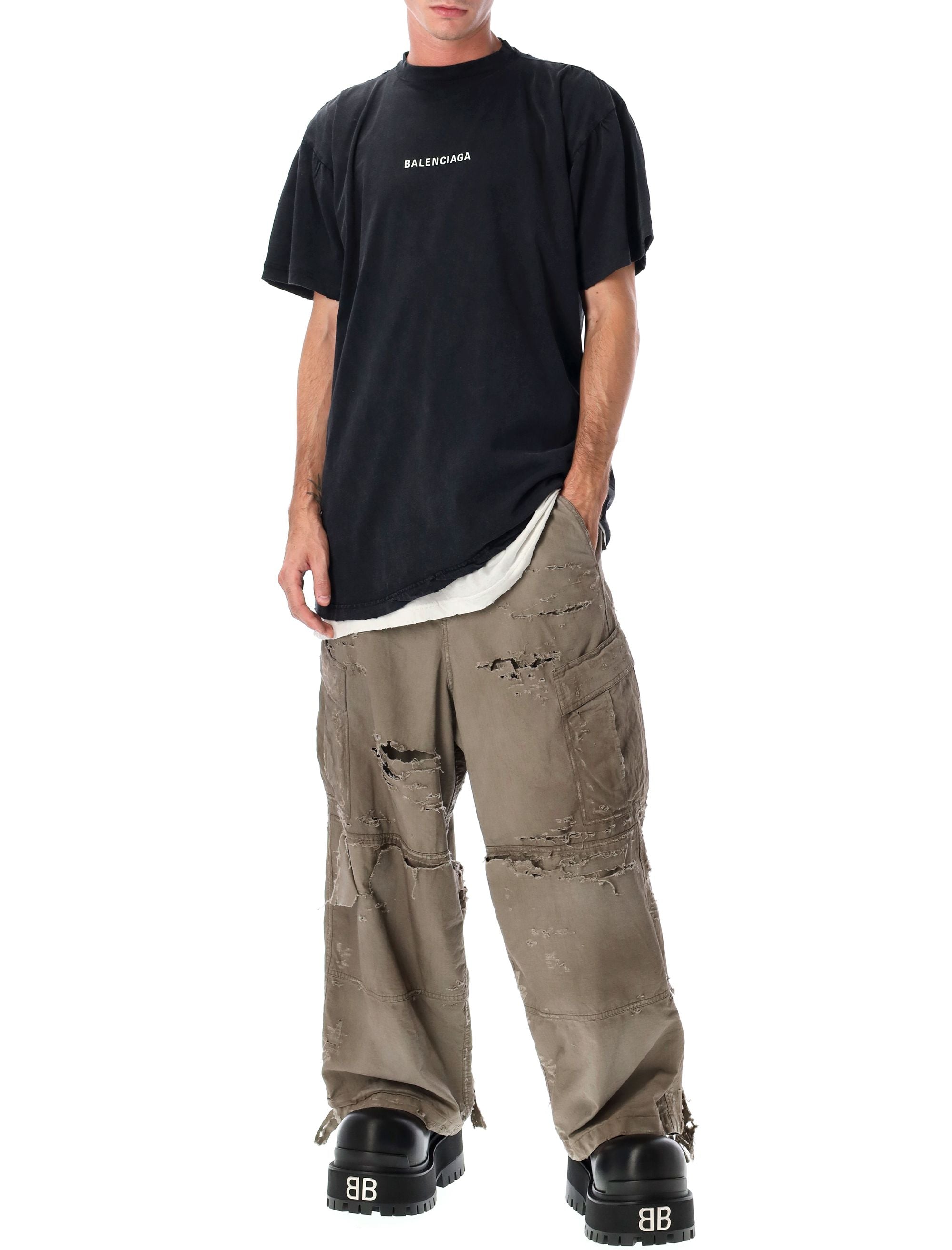 BALENCIAGA Distressed Wash Cargo Pants - Relaxed Fit